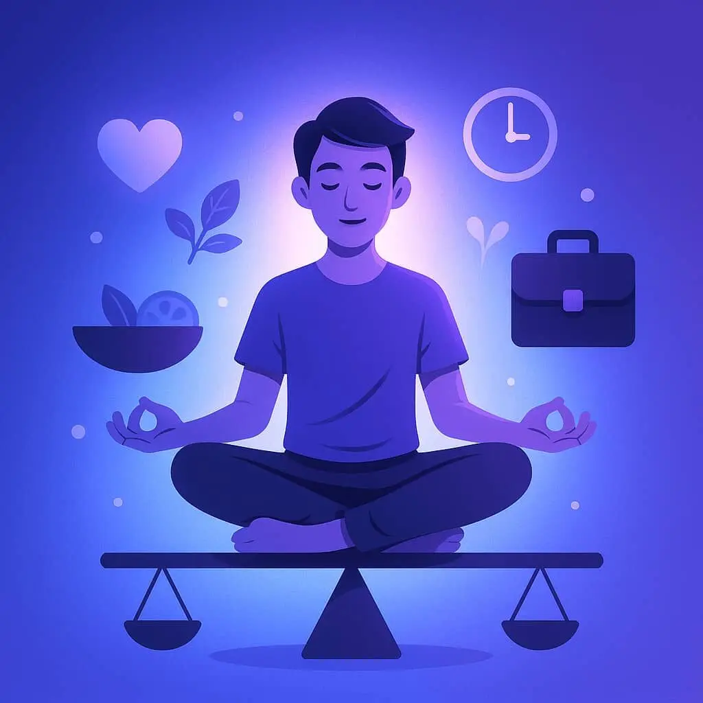 a man meditating on a scale